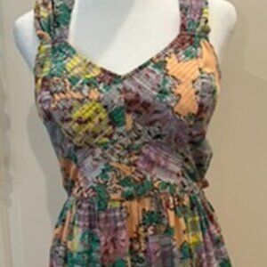 Ladies colorful summer halter dress - short with back tie - Size M